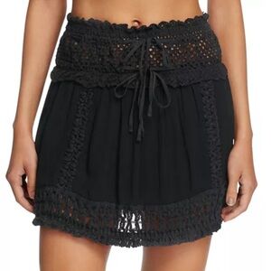 Surf Gypsy Crochet Fringe Mini Skirt
